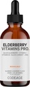 Kodeage Elderberry Vitaminer Pro - Økologisk Black Elderberry Liquid Drops - Vitamin C, D3, Zink, Sort Currant - 2 - Måned Supply - Black Sambucus Liquid - Supplement til voksne & Børn - 4 fl oz