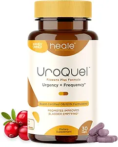 UroQuel - Natural Blege Control Cranberry Supplement - Reducere badeværelse Hastighed, Frekvens, Inkontinens, med Flowens - OBGYN Formuleret - Cranberry Pills for Kvinder & Mænd - af Heale - 30 Kapsler