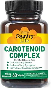 Country Life Carotenoid Complex med Lutein, Lycopene og Astaxanthin, 60 Softgels, Antioxidant Support