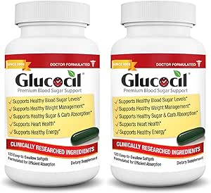 Glucocil - Softgels - Premium Blood Sugar Support - Over 2 Millioner flasker solgt - Understøtter alle 3 Blood Sugar Essentials - Siden 2008, med Berberine, Proprietary Mulberry Leaf, og mere, 2-Pack