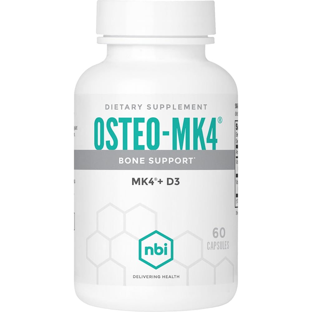 NBI Osteo- MK4 Knoglerådgivning af 124; D-vitamin & K Complex af 124; 45mg vitamin K2 (MK4) til stærk bone sundhed & funktion af 124; 60ct Veggie kapsler