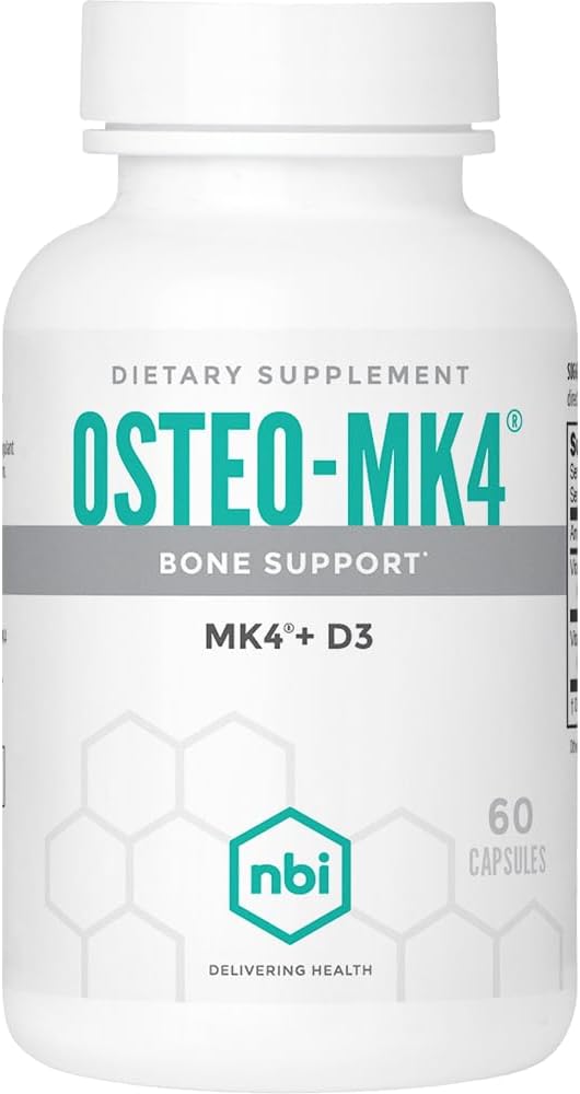 NBI Osteo-MK4 Bone Support | Vitamin D & K Complex | 45mg Vitamin K2 (MK4) for Strong Bone Health & Function | 60ct Veggie Capsules