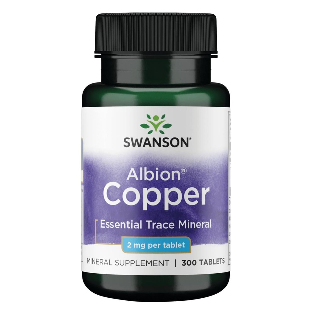 Swanson Copper Antioxidant Immunsystem Red Blood Cell Support Mineral supplement (kobber chelat) 2 mg 300 Tabs (2 Pack)