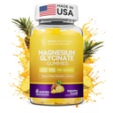 Magnesium Glycinat Gummies 600mg, Non- GMO, Glutenfri, Magnesium Gummies for voksne & Børn, Søvn, Afslapning & Fokus, Pineapple Navor, 60 Greve