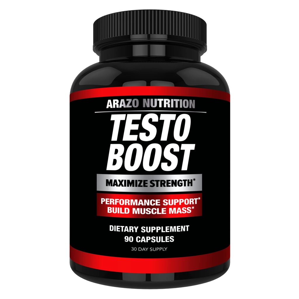 Arazo Nutrition TestoBoost Test Booster Supplement - Potent & Natural Herbal Pills - Boost Muskelvækst - Tribulus, Epimedium, Hawthorn, Zink, Minerals