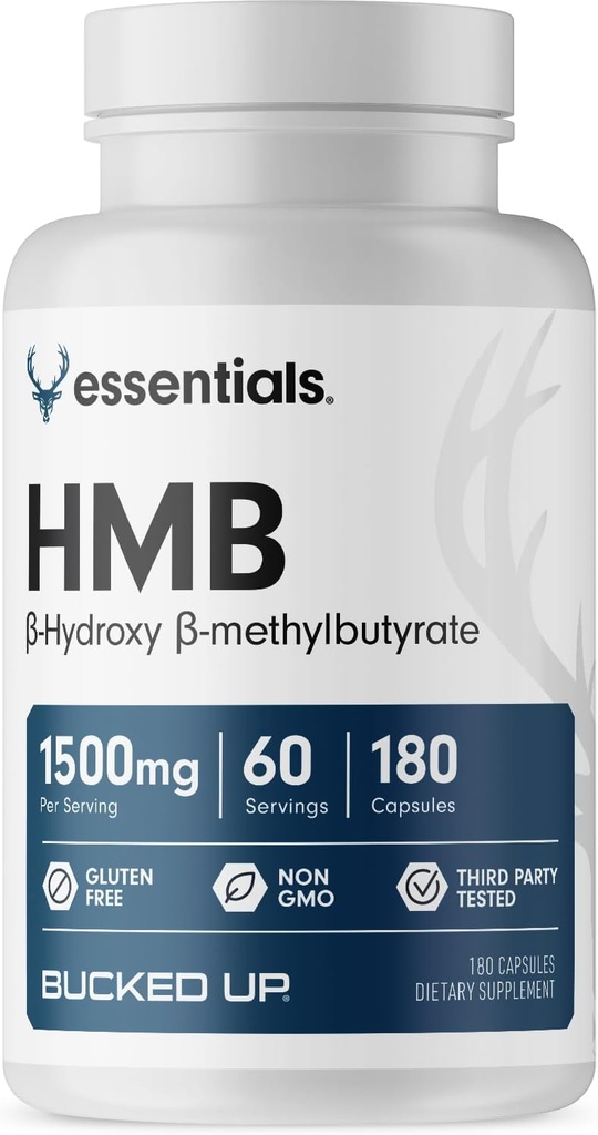 Bucked Up HMB (Beta- Hydroxy Beta- methylbutyrat) 1500mg Per Serving, Essentials (60 Servere, 180 Kapsler)