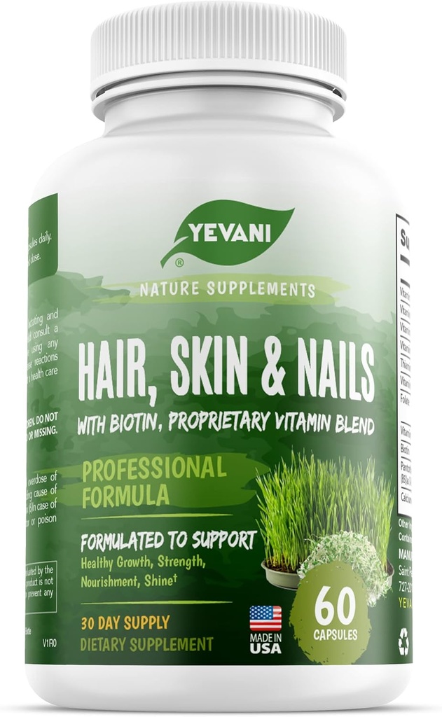 100% rent hår, hud og negle vitaminer med biotin Super Blend Formel, designet til at understøtte strålende skønhed, hår, hud og negle sundhed for både kvinder og mænd