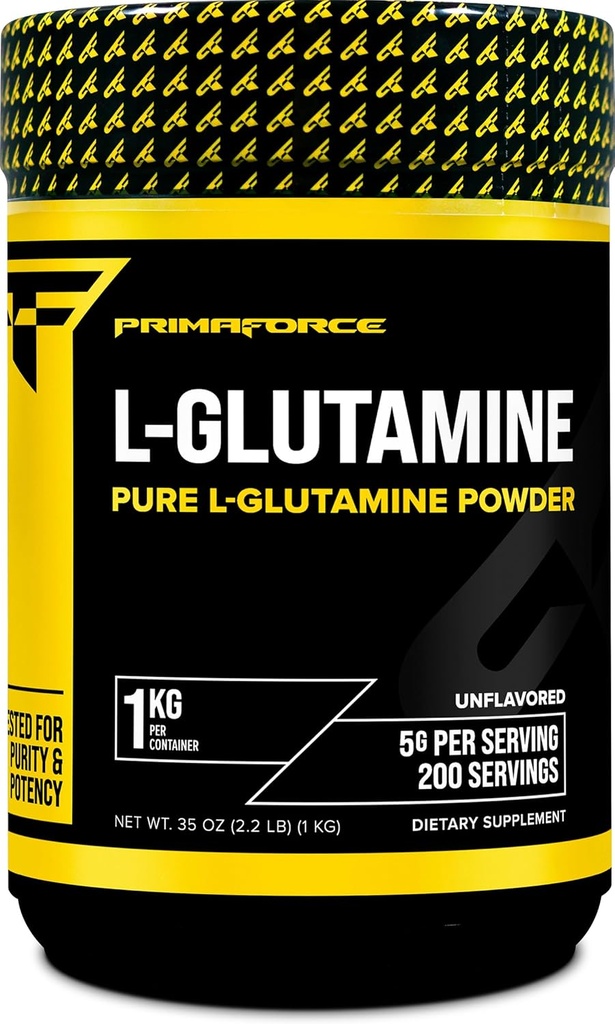 Primaforce L- Glutamin Powder 1000 Grams (1 KG) Unflavored - Pure L- Glutamin Powder, 5g per servering, GMO- Free, Gluten- Free, 200 Servere