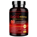 ZEBORA CoQ10- 400mg med trans- Resveratrol, PQQ & E-vitamin - High Absorption Coenzyme- Q10 med BioPerine - Kraftig antioxidant til hjerte & energiproduktion, 120 Veggie kapsler