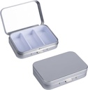 2Pack Pill Box 3 Afdeling Pill Case, Bærbar Metal Travel Pill Box med spejl til medicin, vitaminer, fiskeolie og kosttilskud, Bærbar Pill Box til Pocket eller Purse (Sølv)