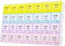 Stor Ugentlig Pill Organizer 4 gange en dag, Fugt-Bevis 7 Dag Pill Box, Travel Pill Cases Portable for Pills Vitamin Fish Oil Kosttilskud (gul)