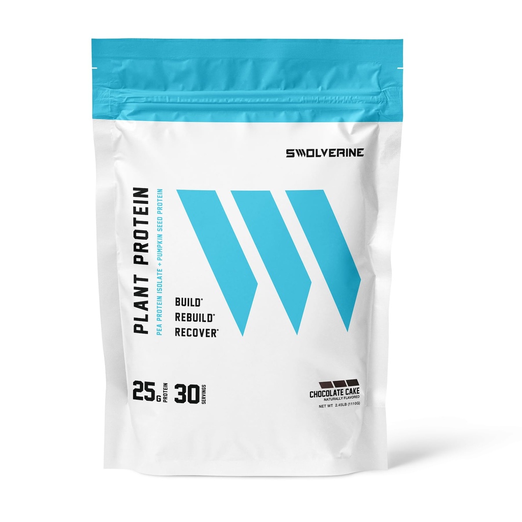 Swolverine Plant Protein; 100% Vegan, Plantbaseret Protein Powder, Pea Protein Isolate, Pumpkin Seed Protein, 22G Protein, 30 Servere Chokolade Cake Flavor (Chokolade Cake)