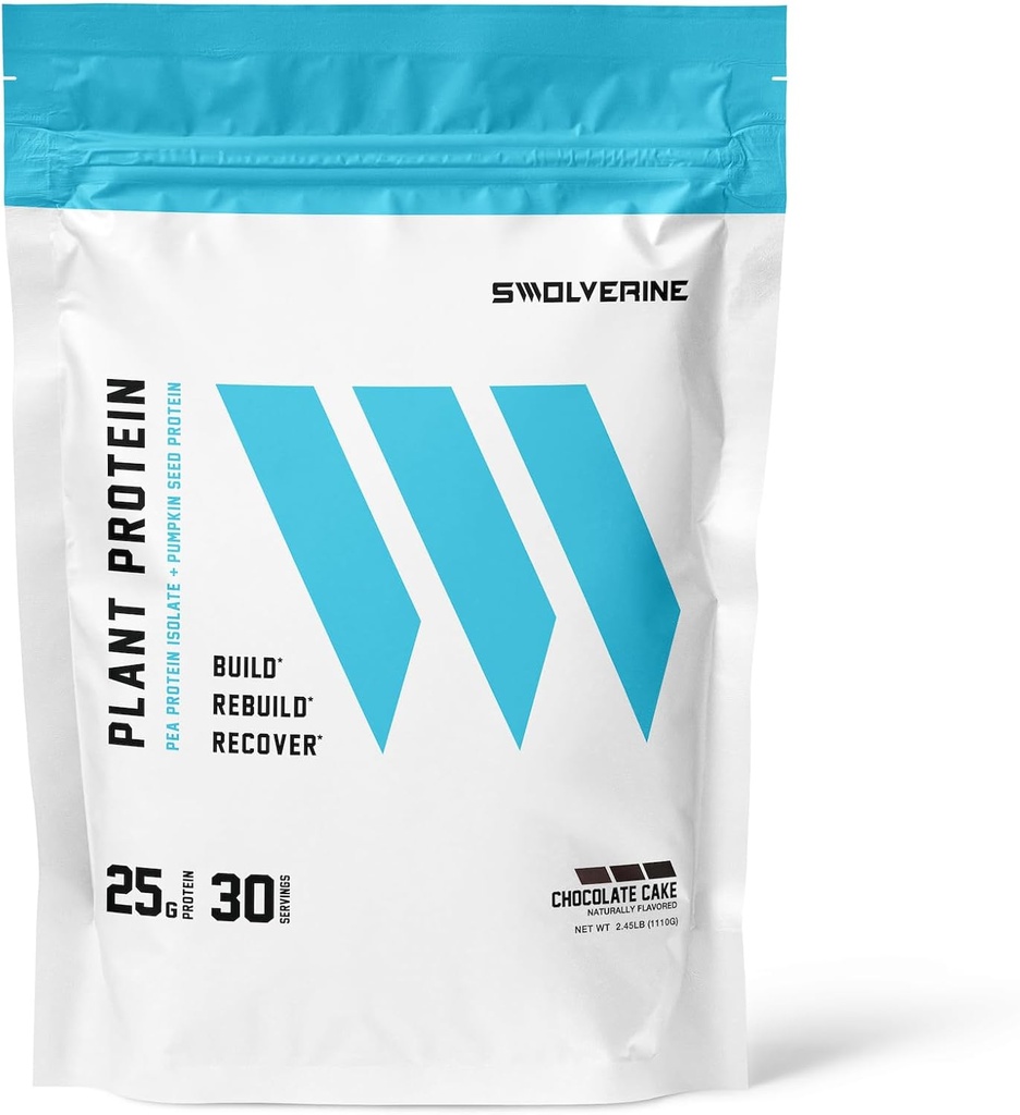 Swolverine Plant Protein; 100% Vegan, Plantbaseret Protein Powder, Pea Protein Isolate, Pumpkin Seed Protein, 22G Protein, 30 Servere Chokolade Cake Flavor (Chokolade Cake)