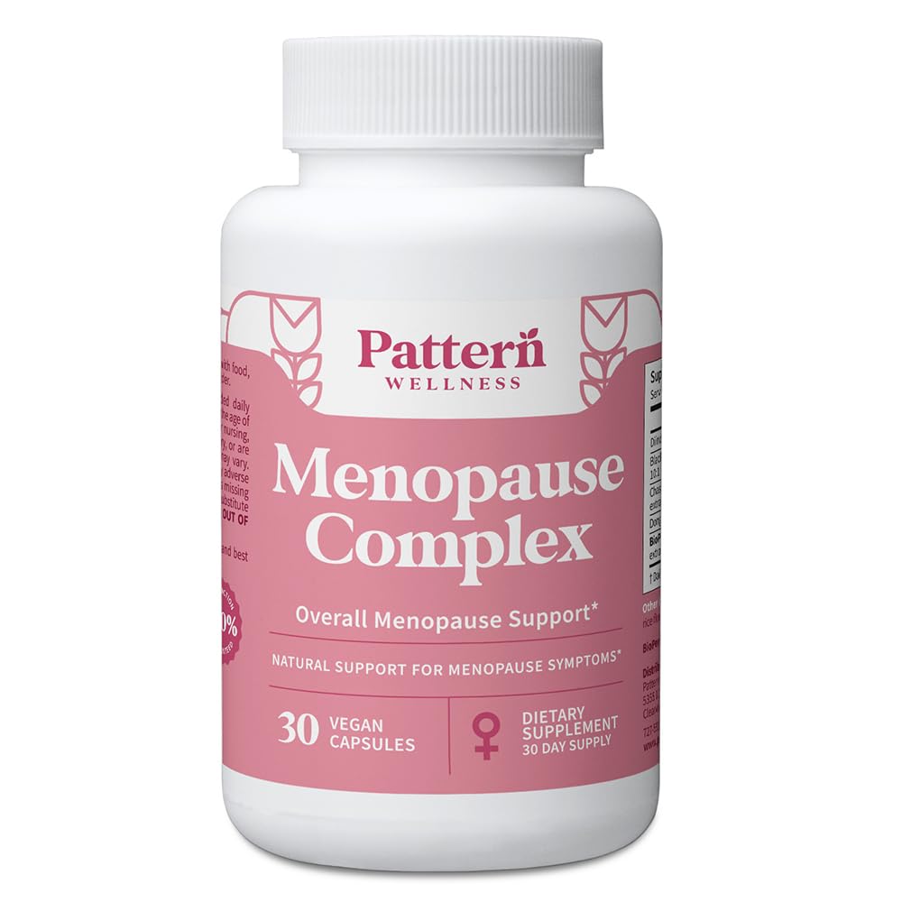 Mønster Wellness Menopause Complex - Urtetilskud til kvinders Wellness & Hormone Health Support - med Black Cohosh, DIM & Bioperine ® - 30 Veganske kapsler, 3. parts testet