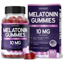 Melatonin Gummies 10mg til voksne (180 Greve) - Hurtig opløsning Melatonin Gummies - Gummies til voksne Indeholder 10mg - høj potens - blandet berry flavor - non-GMO, Vegan Supplement & Made i USA