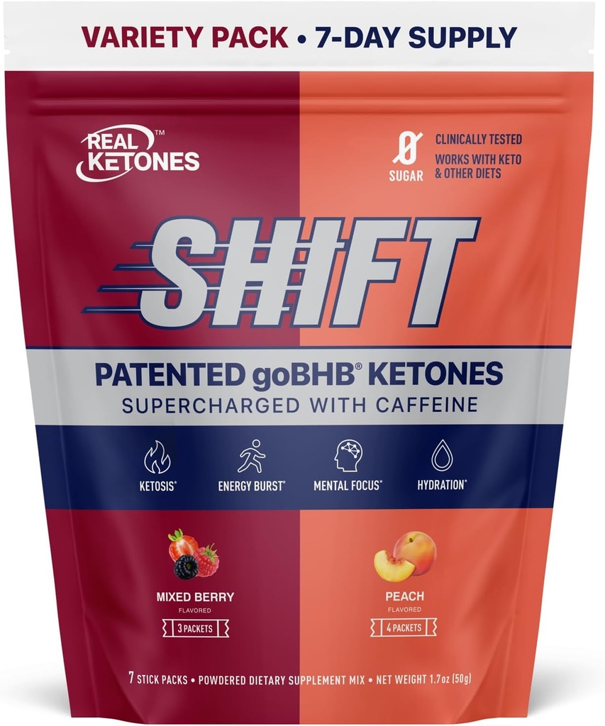 Ægte Ketoner BHB Eksogene Ketoner Drink Mix Pakker Keto Electrolytes Powder Pakker Ingen Sukker med 4 Main Fastende Elektrolyter Plus Hydrating Patenteret Keto BHB - 7 Greve Peach, Blandet Berry