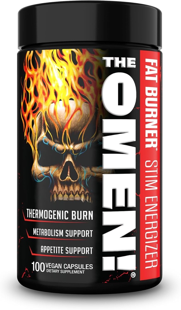 JNX SPORTS The Omen! Termogen fedtforbrænder - Kosttilskud til mænd og kvinder med L Carnitin Note 124; Appetite Suppressant & Metabolisme Booster Note 124; 100 kapsler