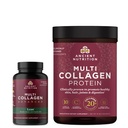 Ancient Nutrition Multi Collagen Advanced Capsules, Lean, 90 Count + Multi Collagen Protein Powder, Unflavored, 45 Servering