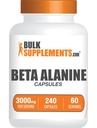 BulkSupplements.com Beta Alanine Kapsler - Beta Alanine Supplement, Pre- workout Supplement - Gluten Free, 4 Kapsler pr Servering, (3000mg), 240 Tæl (pakke med 1)