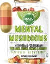 MENTAL Mushroom Capsules, Organic Extract Supplement w / Lion 's Mane, Cordyceps, Reishi og Chaga, Boost Your Focus, Energy, Wellness og immunsystem - Nootrop Mushrooms, Immunstøtte 90ct