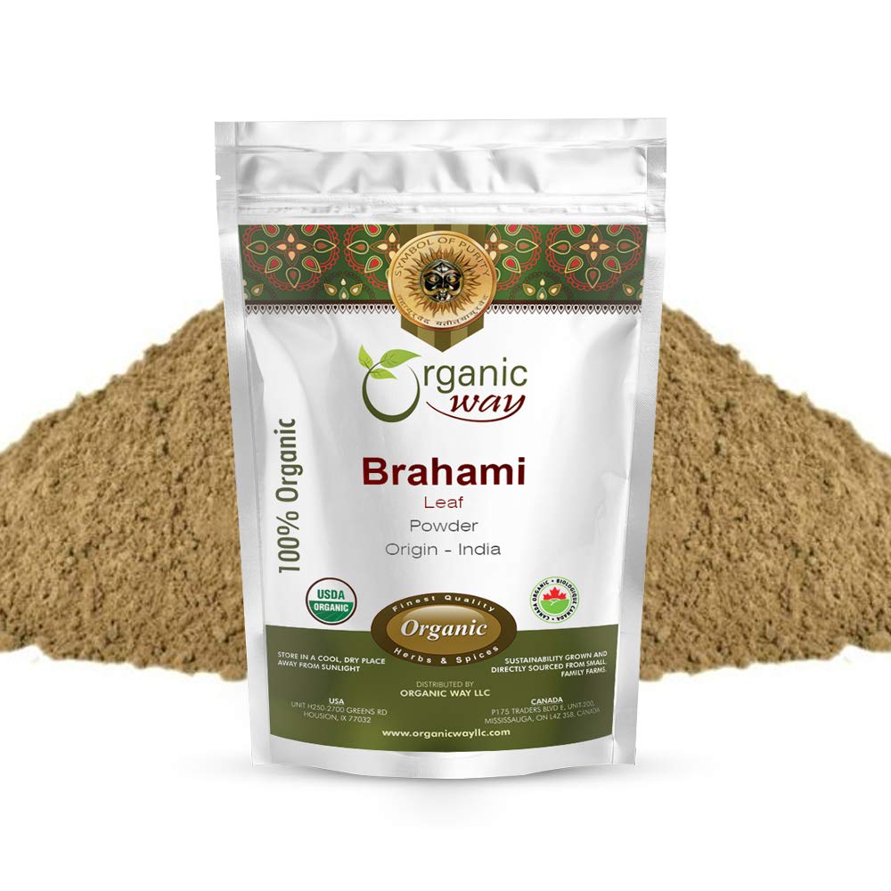 Organic Way Brahmi Leaf Powder (Bacopa Monnieri) - Organic & Kosher Certified - 124; Raw, Vegan, Non GMO & Gluten Free - 124; USDA Certified - Origin - India (1 / 4 LBS)