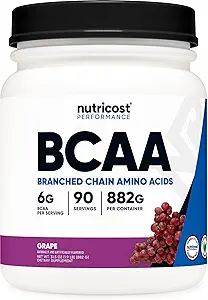 Nutricost BCAA Powder (Grape, 90 Servering) - Optimal 2: 1: 1 Ratio, Vegetar, Non- GMO