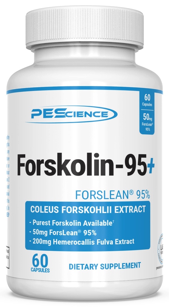 PEScience Forskolin kapsler, 95% Pure Forskolin ekstrakt fra Coleus Forskohlii, Patenteret ForsLean, 50mg, 60 Greve