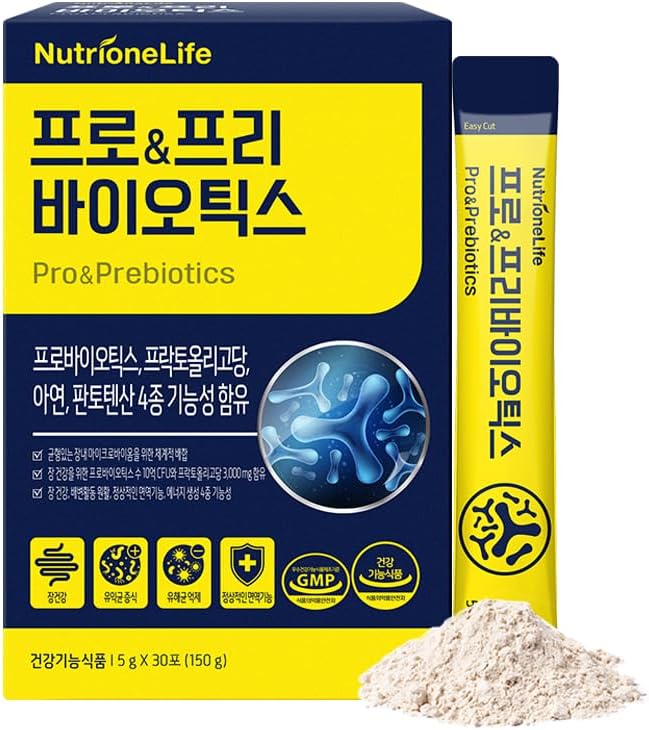 Pre&Pro Biotics, 1Billion CFU, Powder Type Korea Probiotics, Multi-Strain Probiotic Blend, Supports Digestive Wellness, Contains Zinc and Pantothenic Acid