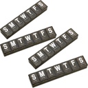 Ugentlig Pill Organizer - (Pakke af 4) Ekstra Stor Vitamin Container med Jumbo Let at læse Breve, BPA Gratis - Daglig rejse 7 dages medicinering Pill Box Case, (Sort)