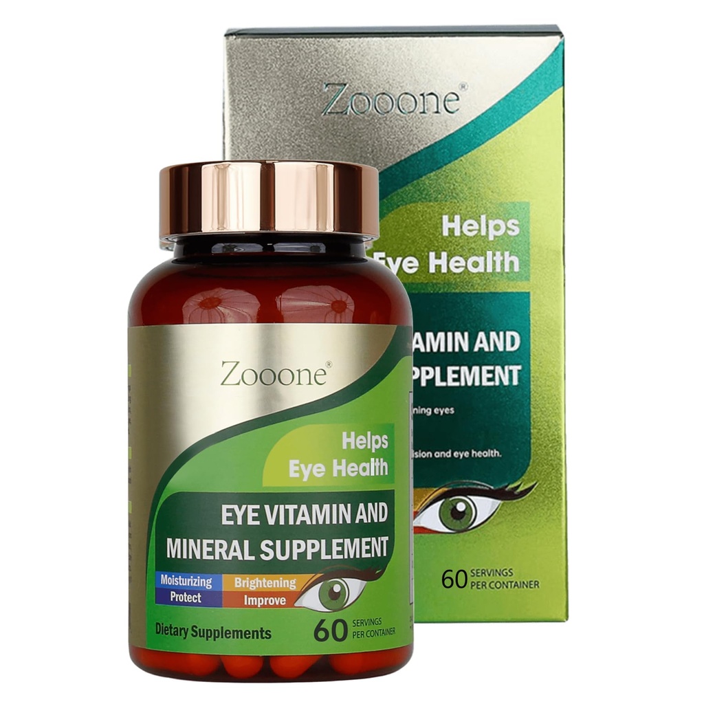 zooone - 60pcs Lutein Eye Vitaminer Supplement Nutritional Supplement for Macular Health & Dry Eye Support, Indeholder Lutein, Zink, Vitaminer C / E & Zeaxanthin