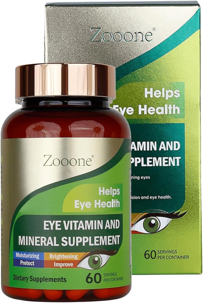 zooone - 60pcs Lutein Eye Vitaminer Supplement Nutritional Supplement for Macular Health & Dry Eye Support, Indeholder Lutein, Zink, Vitaminer C / E & Zeaxanthin