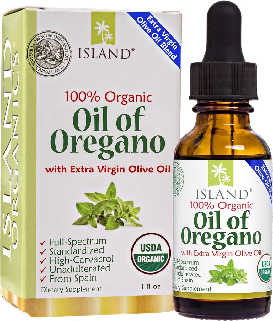 Oil of Oregano Organic Liquid Drops (1 fl oz) - Blend of Organic Oregano Oil & Olive Oil, Grown in Spain