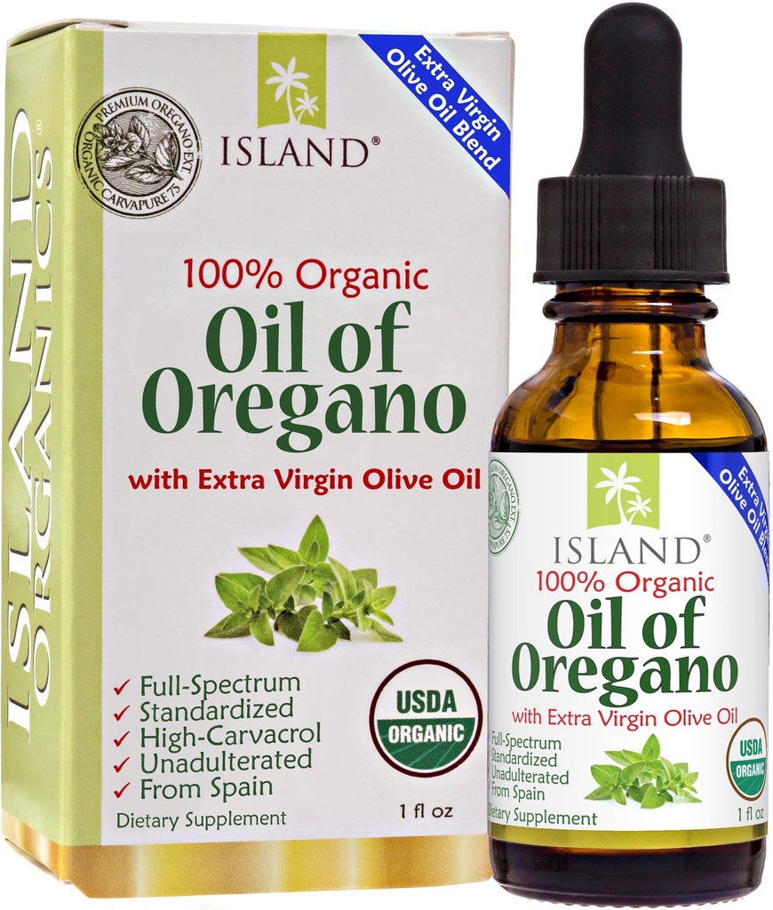 Olie af Oregano Organic Liquid Drops (1 fl oz) - Blanding af Organic Oregano Oil & Olive Oil, dyrket i Spanien
