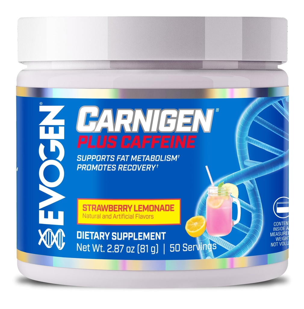 Evogen Carnigen Plus Koffein - Premium Carnitin Powder Name 124; Understøtter Fat Metabolisme & Promoes Recovery