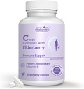 Vitamin C 1000mg med Rose HIPS + Sambucus Elderberry - C1000 Complex Kosttilskud til immunforsvar og antioxidant - 120 tabletter til op til 120 dage (120 greve (pakke med 1))