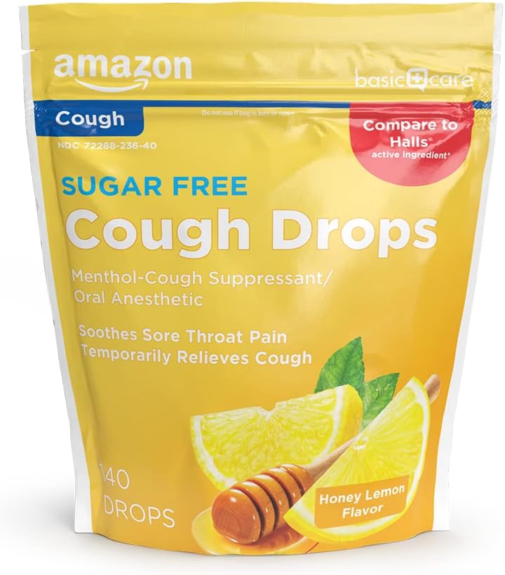 Basic Care Sugar Free Honey Lemon Hough Drops, 140 Count (Sammenlign med haller)