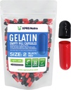 XPRS Nutra Størrelse 2 Tomme kapsler - 100 Tomme Gelatine kapsler - Piller gør det selv Capsule Fyldning - Pure Bovin Pill Gel Caps til Do- It- Yourself Kosttilskud (sort / rød)