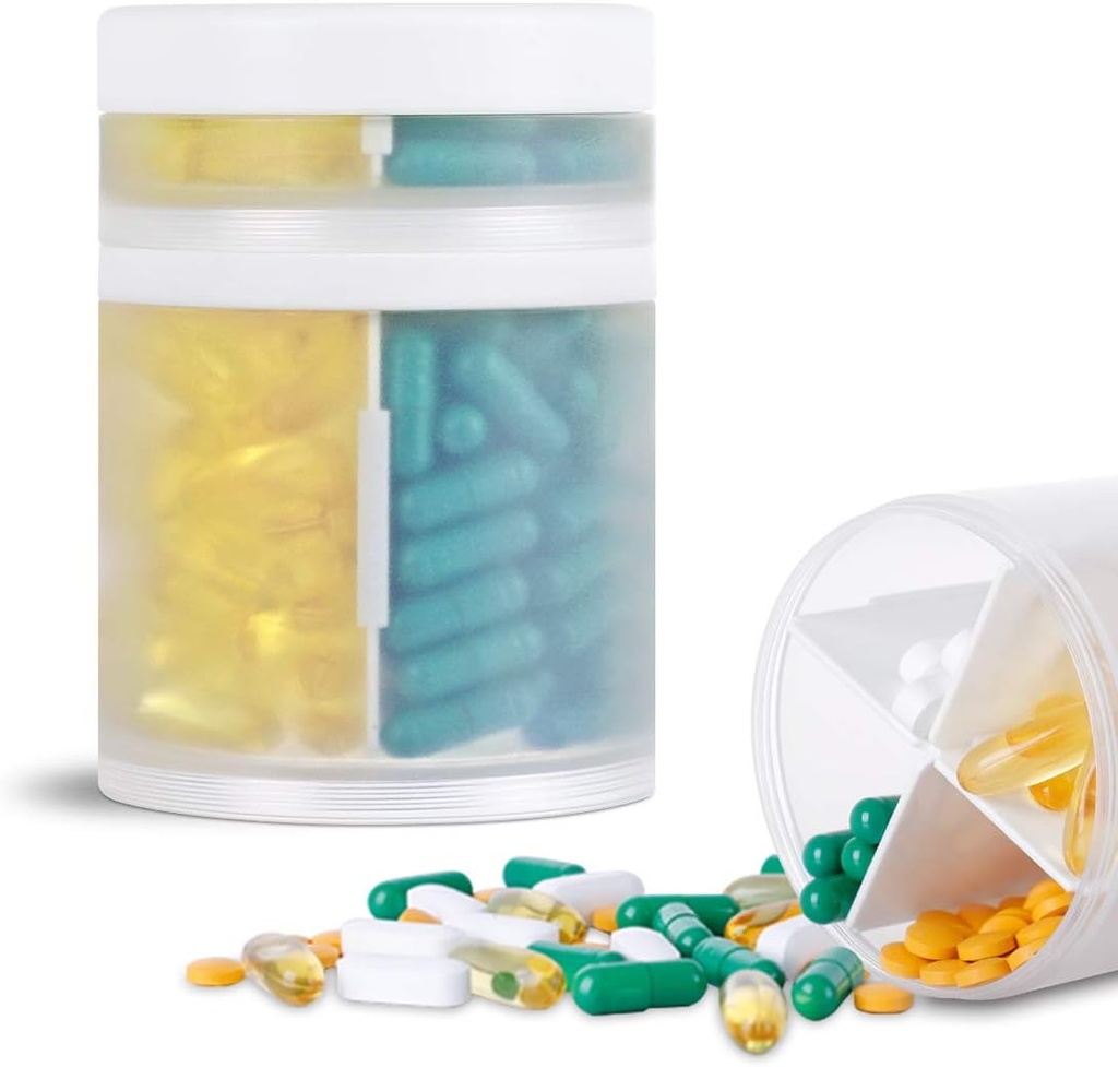 Ekstra stort supplement Organizer og transportable piller sag med 8 kompartmenter Double Layer Medicine Dispenser Månedlige Vitaminer Arrangører Pill flaske, Transparent