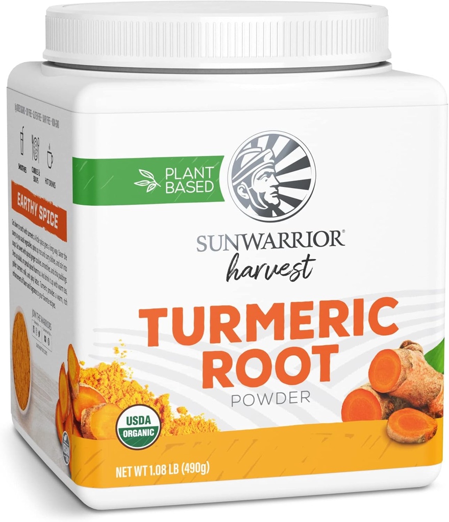 Solkriger Økologisk Gurkemeje Root Powder # 124; Pure Raw Superfood Powder for Bagning Smoothies og Curry # 124; USDA Non- GMO 490g Tub (70 SRV) Økologisk Høst