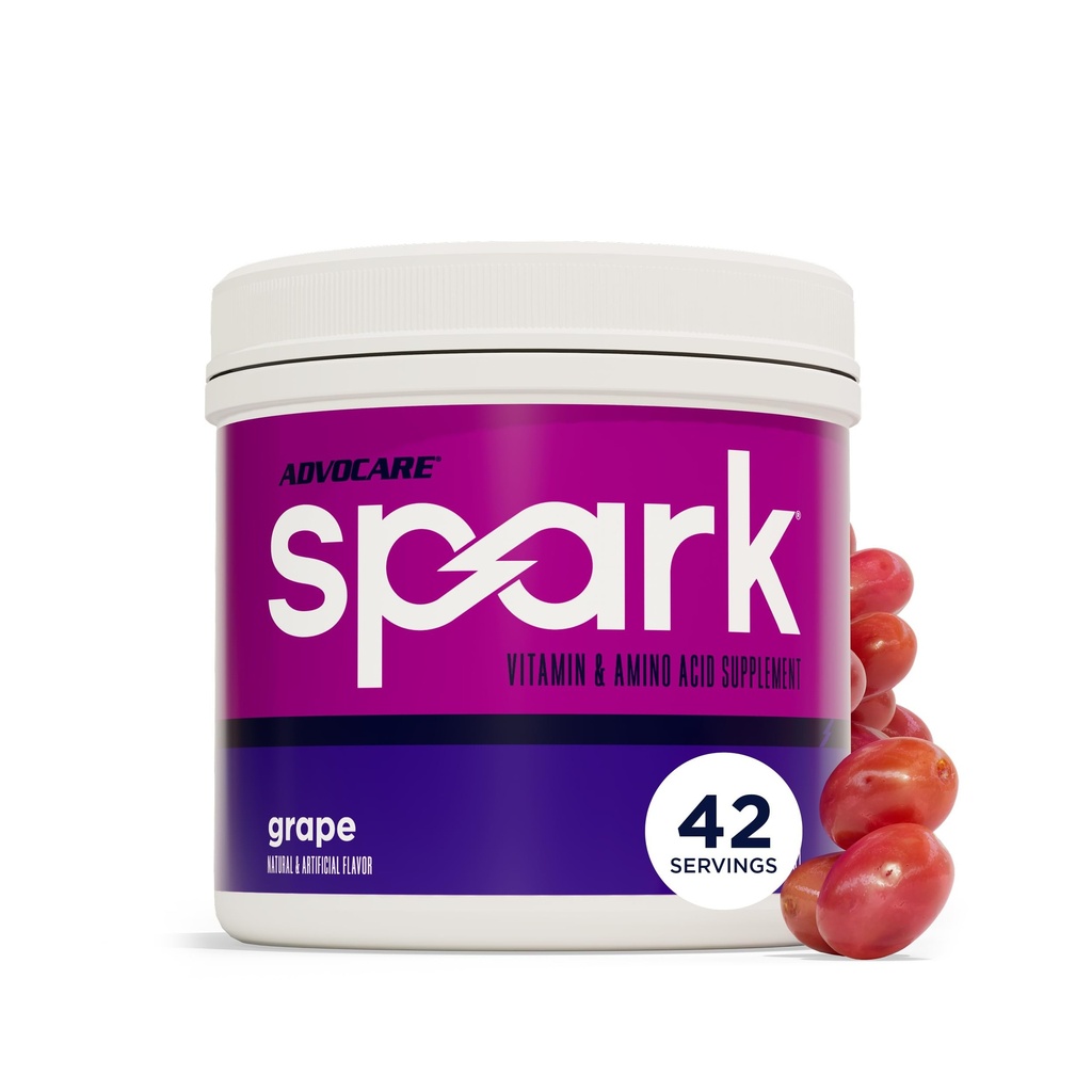 AdvoCare Gnist - Energy Drink Mix - Vitamin & Aminosyre supplement - Understøtter Energy & Focus - Bærbar immunforsvar - Sukkerfri - Grape (10.5