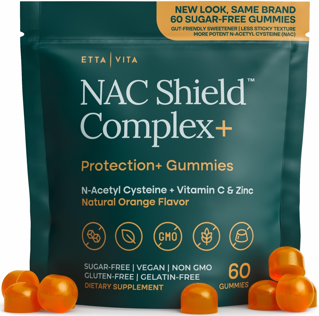 Sugar- Free NAC Gummies (immunsupportkompleks) N- Acetyl Cysteine, C-vitamin & zink - Understøtter respiratorisk sundhed, lever Detox & rense, Nyrefunktion, NAC supplement til børn og voksne - Vegan