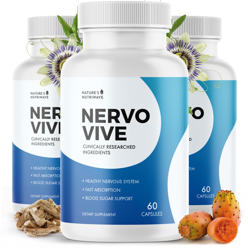 Nervovive Nerve Support - Avanceret formel nerve sundhed kosttilskud, Alle naturlige potent supplement, Maksimal styrke for total sundhed og sundhed - 60 kapsler, 3 måneders forsyning
