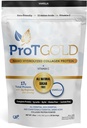 ProT guld Collagen Protein Powder, 17g Protein Nano- Hydrolyzed Grass Fed Collagen, C-vitamin, 2g Arginin for Sår Support, Gluten Free, All Natural, Fat and Sugar Free, 0g Carbs, Vanilla, 23 oz, 30