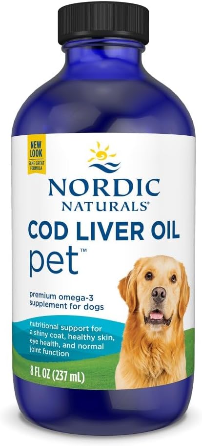 Nordic Naturals Pet Cod Lever Oil, Unflavored - 8 oz - 1048 mg Omega-3 Per Teaspon - Fisk Olie til hunde med EPA & DHA - fremmer hud, Coat, og immunsundhed