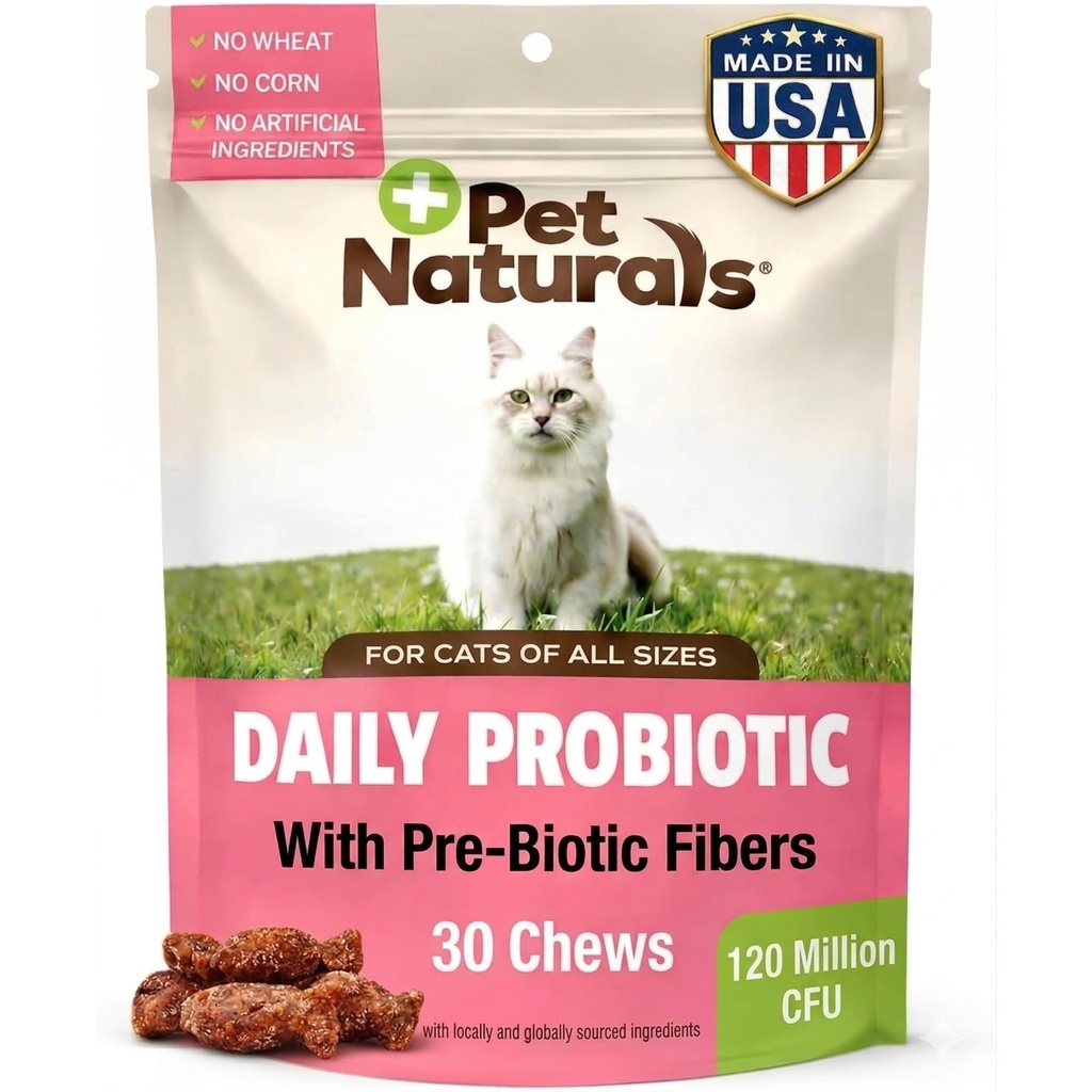 Pet Naturals Daily Probiotic for Cats, 30 Chews - fordøjelses- og immunsupporttillæg til katte