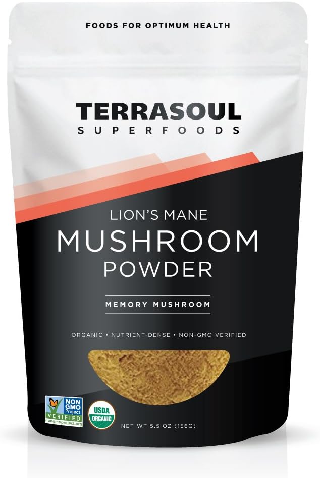 Terrasoul Superfoods Organic Lions Mane Mushroom Powder (4: 1 ekstrakt), 5,5 Ounces