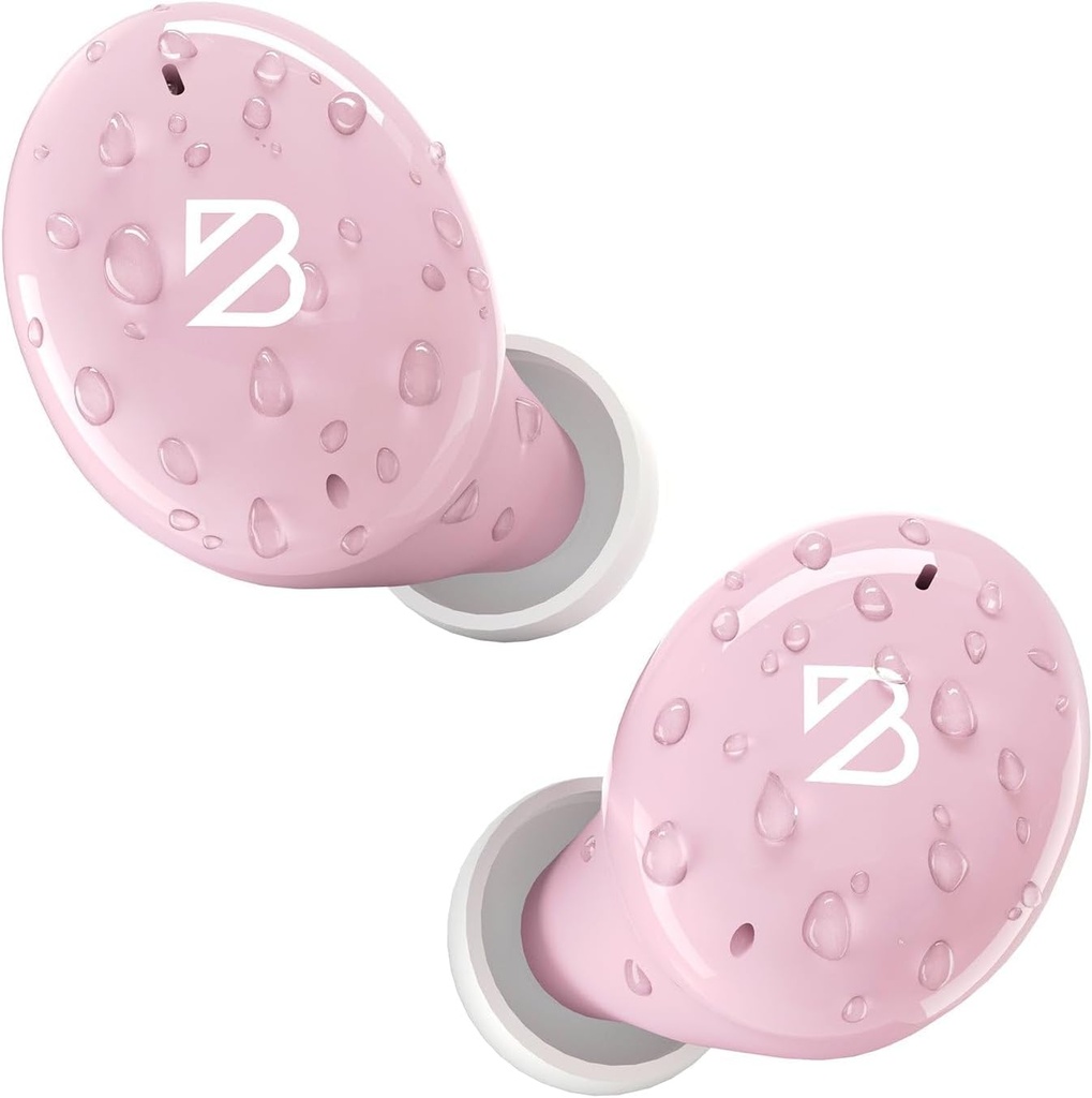 Back Bay Audio Tempo 30 Trådløse Earknopper til små ører - Award- Winning Sound, Sweatproof Bluetooth Earknopper, Komfortable Ear Bud til kvinder, Pink Earphones Lille Ear Kanaler, Lang batteri Hovedtelefoner