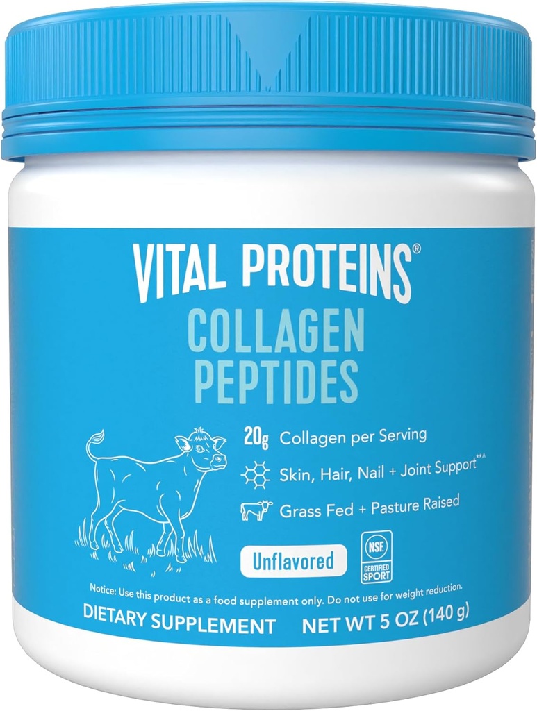 Vital Proteins Collagen Peptider pulver supplement til hud hårnegl fælles sundhed eller støtte - Hydrolyzed Collagen - Unflavored, 7 Servere