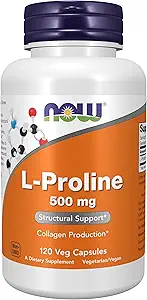 Now Foods L- Proline 500mg, Vega- Kapsler, 120- Count (pakke med 2)