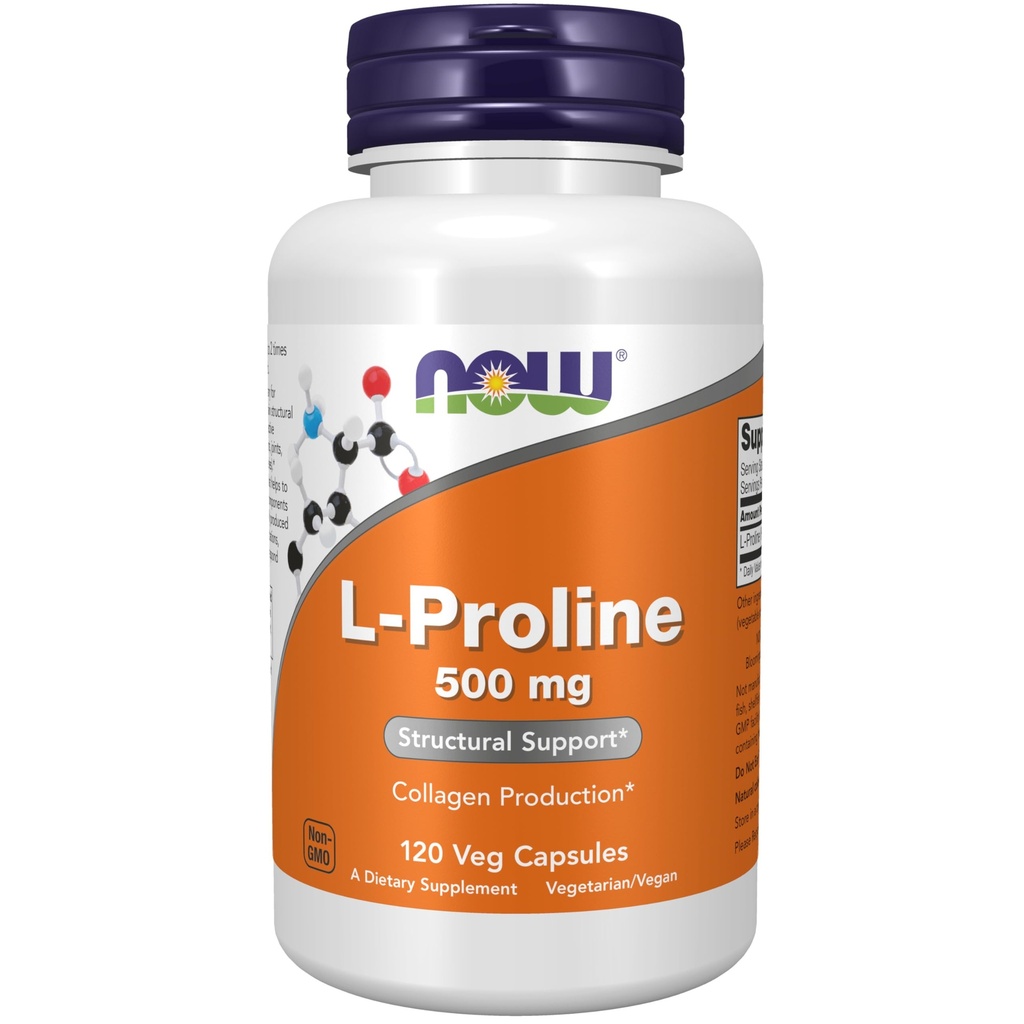 Now Foods L- Proline 500mg, Vega- Kapsler, 120- Count (pakke med 2)